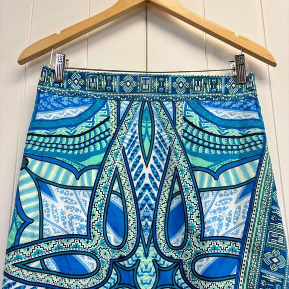 Cato Womens Straight Boho Beach Maxi Faux Wrap Skirt Size S Blue Island Vacation - Picture 2 of 9